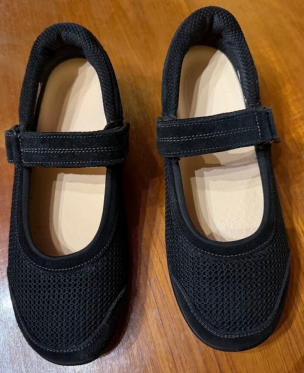 Orthofeet Chattanooga Mary Jane Black Mesh & Suede Adjustable Comfort Shoe Sz 9D